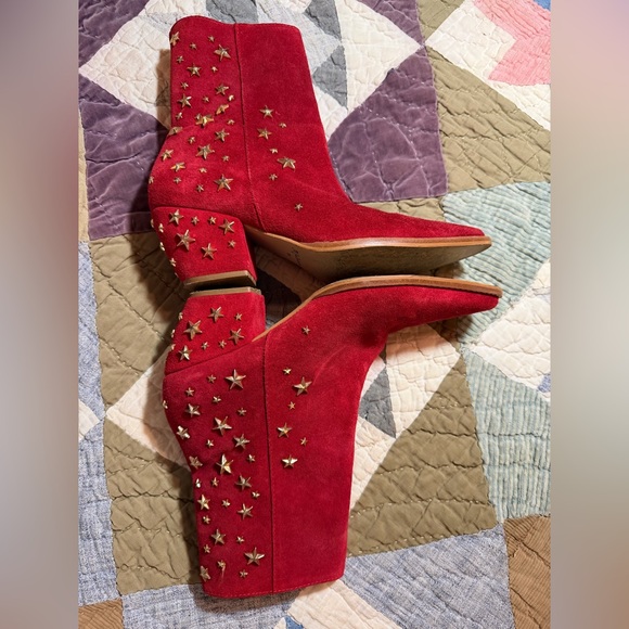 Matisse Limited Edition Caty Star Studded Red Suede Boots: Size 8 - Picture 2 of 13